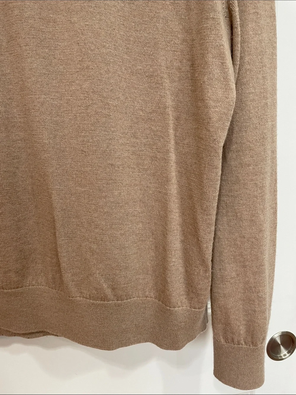 Banana Republic Men’s Merino Wool Sweater Size XL Tan Mock Neck Quarter Zip